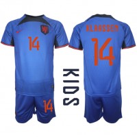 Echipament fotbal Olanda Davy Klaassen #14 Tricou Deplasare Mondial 2022 pentru copii maneca scurta (+ Pantaloni scurti)